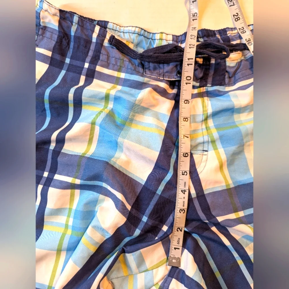 Mens Red Camel Swim Trunks Plaid Blue White Green Yellow Size XL